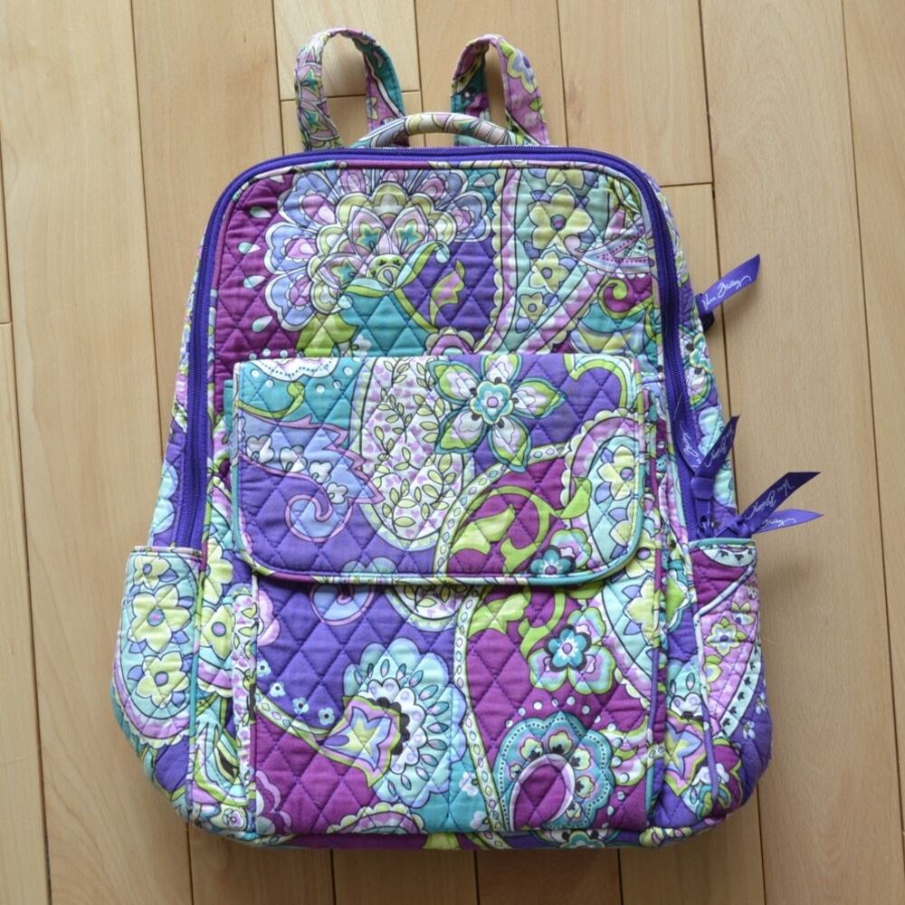 Vera Bradley Purple and Green Paisley Backpack